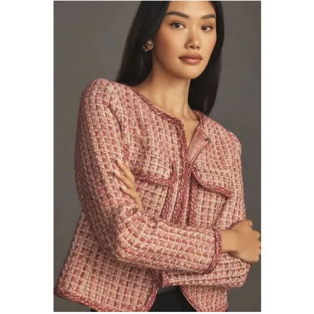 Anthropologie Pink Tweed Blazer